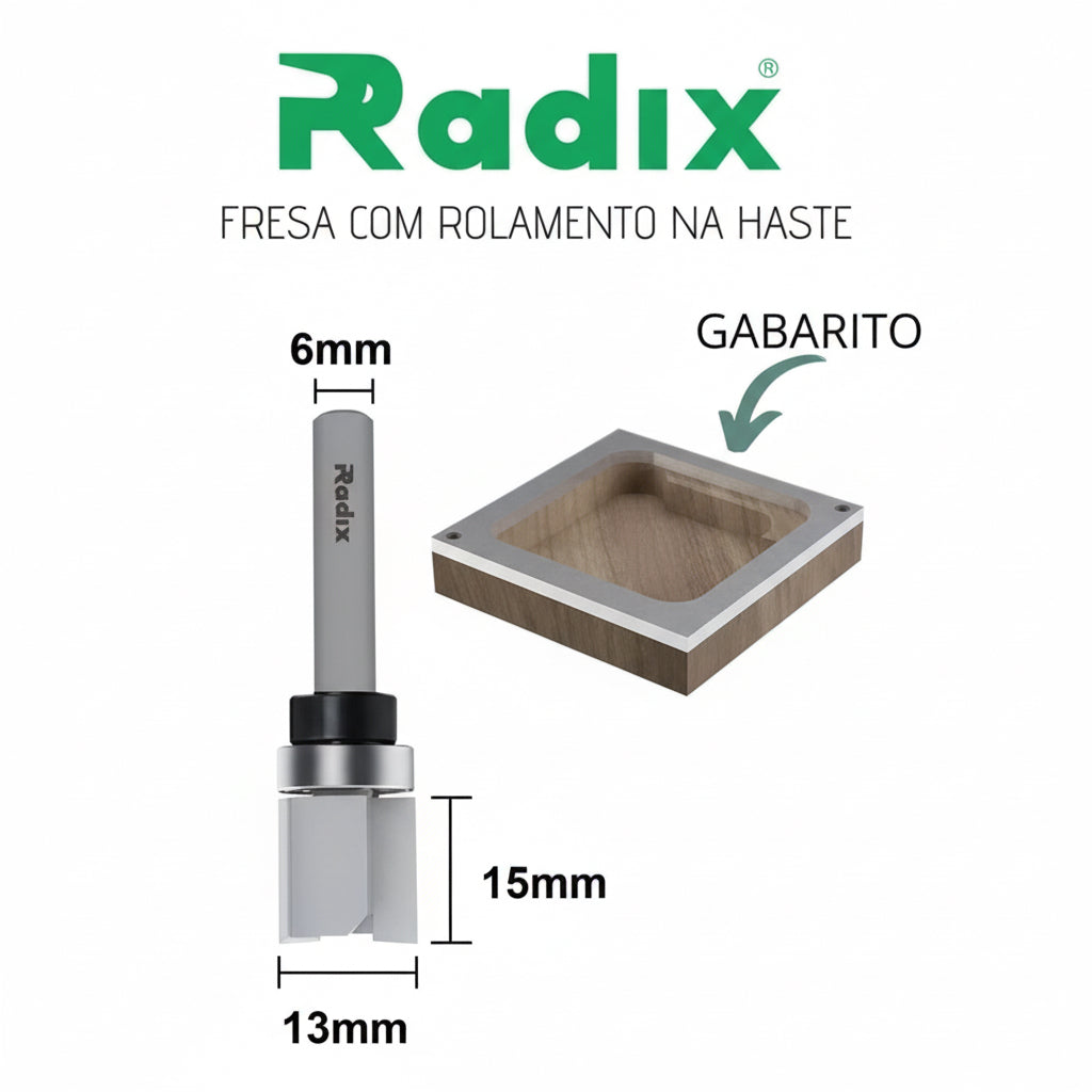 Fresa Reta com Rolamento na Haste Ø13mm x 15mm