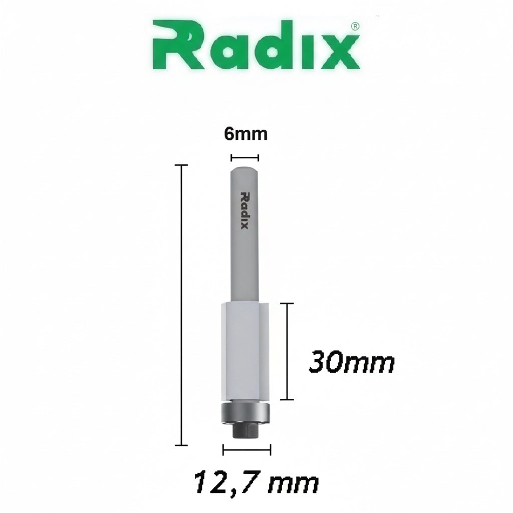 Fresa Reta com Rolamento Ø12,7mm x 30mm - Haste 6mm