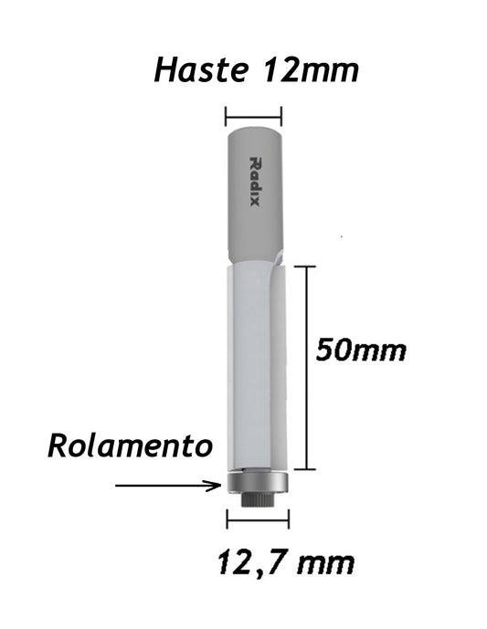 Fresa Reta com Rolamento Ø12,7mm x 50mm - Haste 12mm