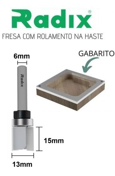 Fresa Reta com Rolamento na Haste Ø13mm x 15mm