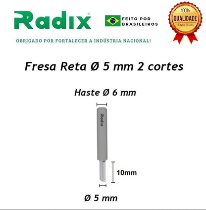 Fresa Reta Paralela 5mm x 10mm Haste 6mm