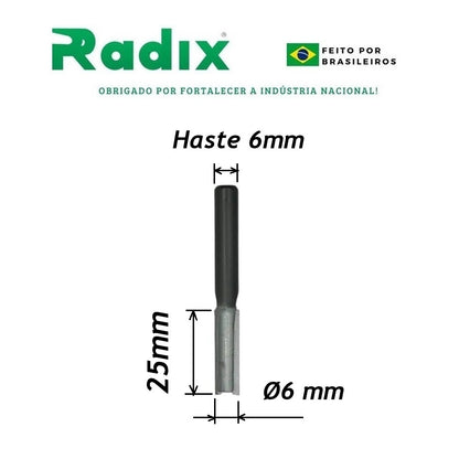 Fresa Ø6mm x 25mm x Haste 6mm