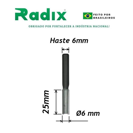 Fresa Ø6mm x 25mm x Haste 6mm