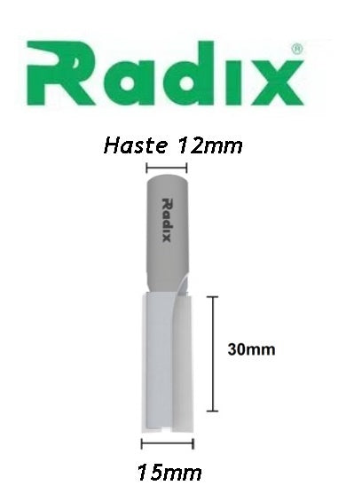 Fresa Reta Paralela Ø15mm x 30mm Haste 12mm