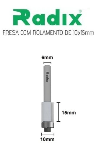 Fresa com Rolamento Ø10 x 15mm - Haste 6mm