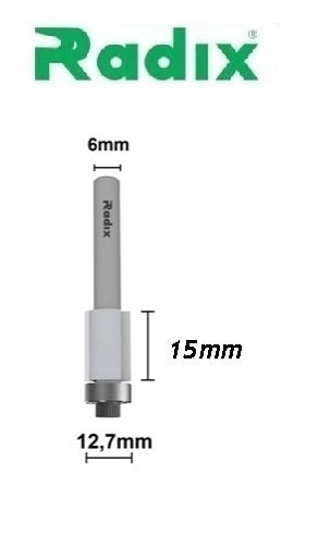 Fresa Reta com Rolamento Ø12,7mm x 15mm - Haste 6mm
