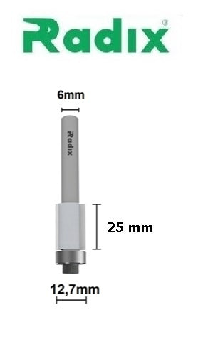 Fresa Reta com Rolamento Ø12,7mm x 25mm - Haste 6mm
