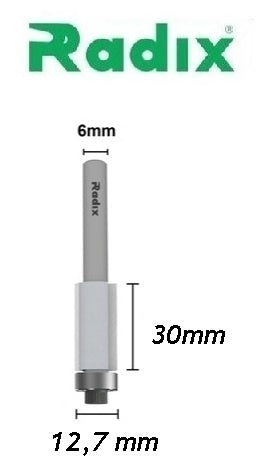 Fresa Reta com Rolamento Ø12,7mm x 30mm - Haste 6mm