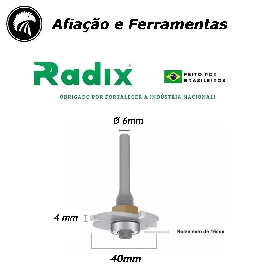 Fresa com Rolamento Canal 4mm - Debrum