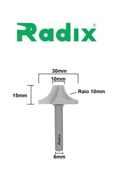 Fresa Decorativa Raio 10mm com Haste 6mm