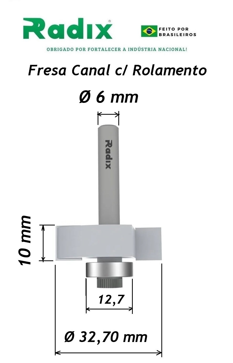 Fresa com rolamento Tipo T (Ø 32,7mm) Haste 6mm