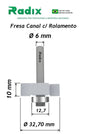 Fresa com rolamento Tipo T (Ø 32,7mm) Haste 6mm