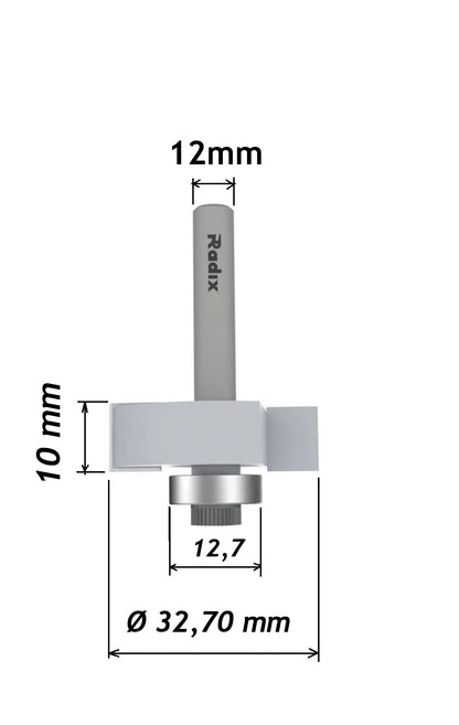 Fresa com rolamento(Rabo de Andorinha) 10° (Ø 32,7mm) Haste 12mm