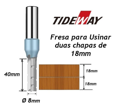 Fresa TcT para CnC Ø8mm x 40mm x haste 1/2 Tideway