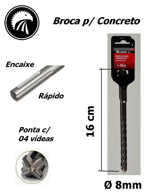 Broca p/ Concreto Ø8mm x 16cm