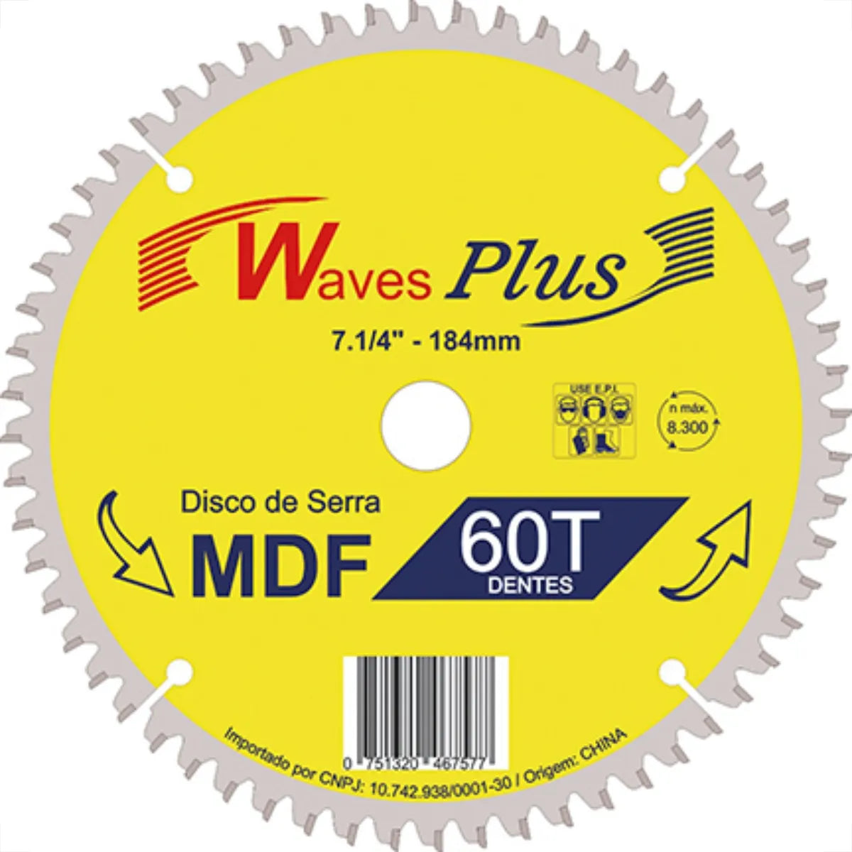 Disco para Serra portátil 185 mm com 60 dentes