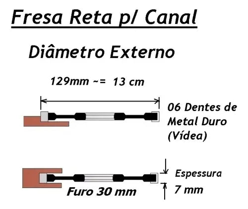 Fresa De Canal Ou Ranhura 7mm Para Tupia De Bancada