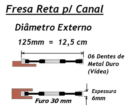 Fresa De Canal Ou Ranhura 6mm Para Tupia De Bancada