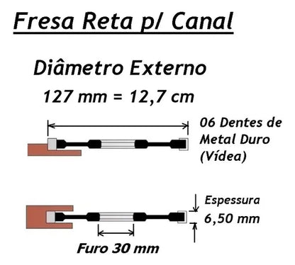 Fresa De Canal Ou Ranhura 6,5mm Para Tupia De Bancada