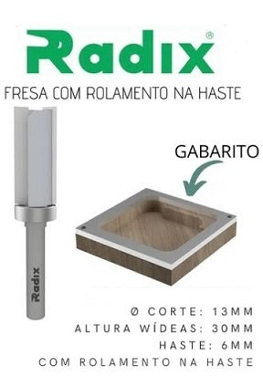 Fresa Reta com Rolamento na Haste Ø13mm x 30mm