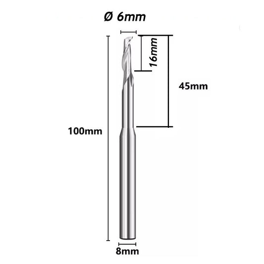 Fresa Ø6mm x 45 x 100mm Alumínio Pantografo