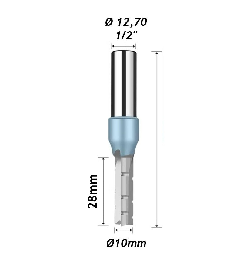Fresa para CnC Ø10mm x 28mm x haste 1/2"