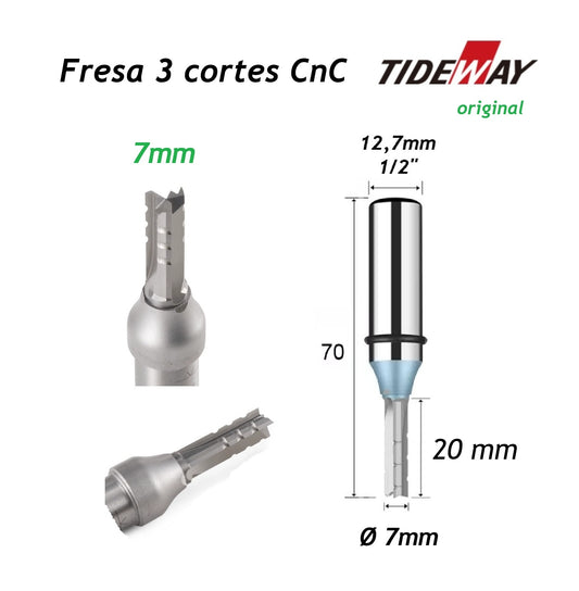 Fresa para CnC Ø7mm x 20mm x haste 1/2"