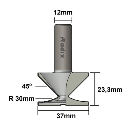 Fresa para Curvar / Dobrar MDF 45°