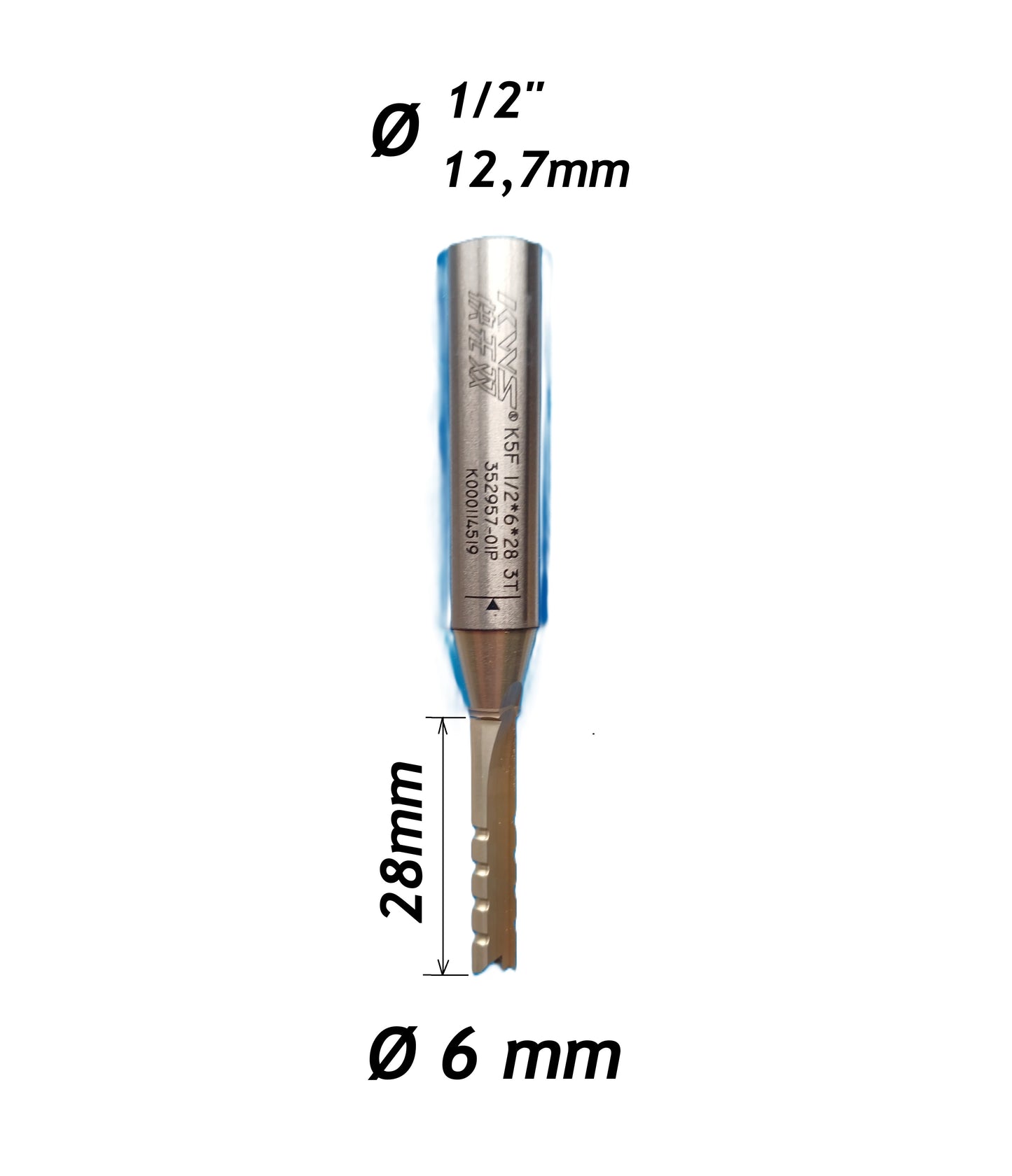 Fresa para Router CnC Ø6mm x 28mm x haste 1/2"