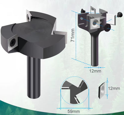Fresa para Aplainar Ø 60 mm Haste 12mm com 3 insertos Metal Duro