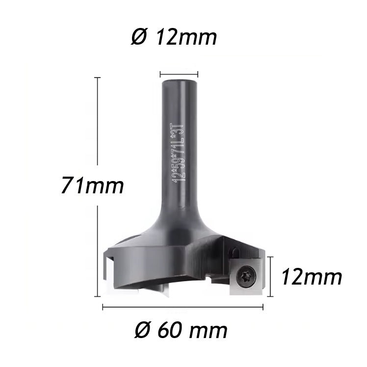 Fresa para Aplainar Ø 60 mm Haste 12mm com 3 insertos Metal Duro