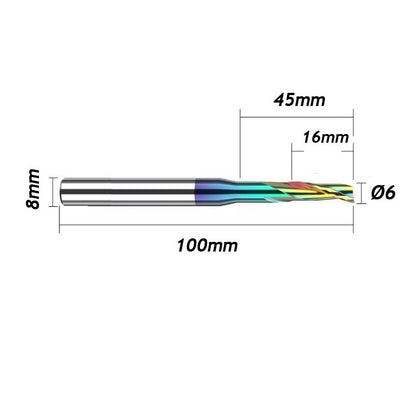 Fresa Ø6mm x 45 x 100mm DLC Alumínio Pantógrafo