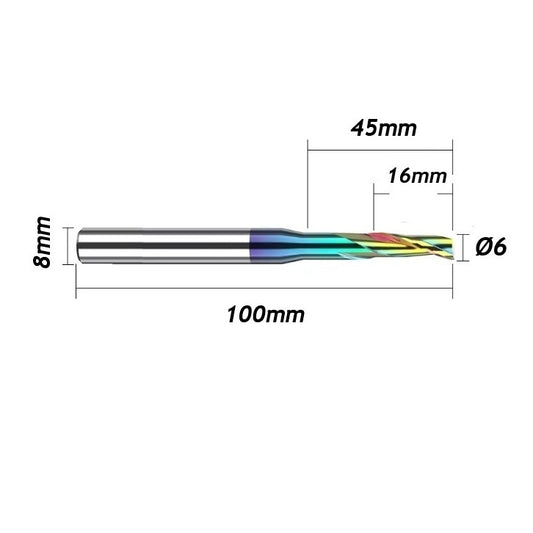 Fresa Ø6mm x 45 x 100mm DLC Alumínio Pantógrafo