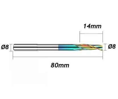 Fresa Ø8mm x 14 x 80mm DLC Alumínio Pantógrafo