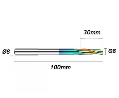 Fresa Ø8mm x 30 x 100mm DLC Alumínio Pantógrafo