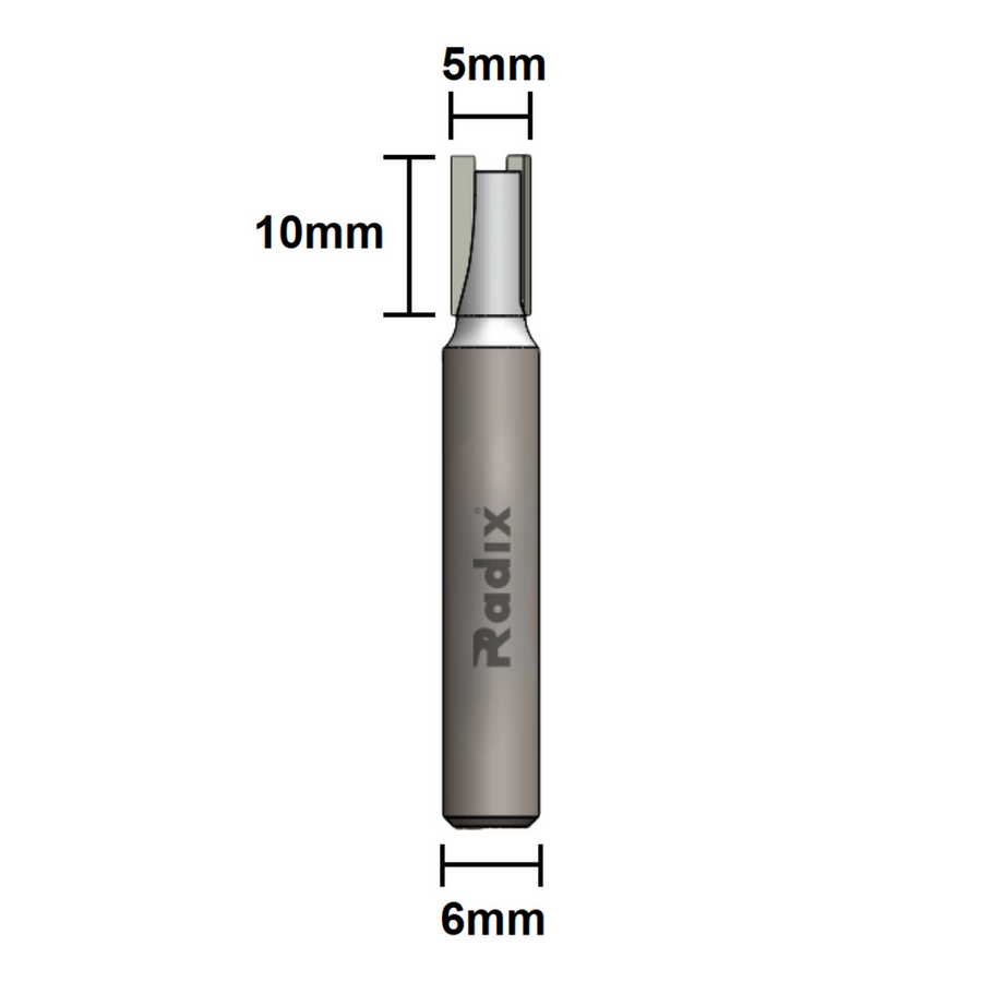 Fresa Reta Paralela 5mm x 10mm Haste 6mm