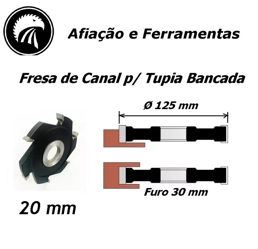 Fresa De Canal Ou Ranhura 20mm Para Tupia De Bancada