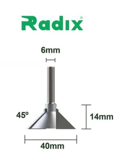 Fresa 45° Puxador Cava Haste 6mm