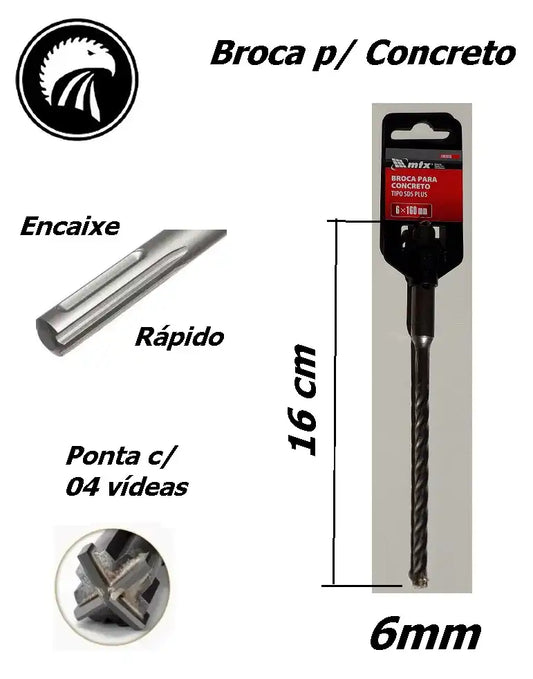 Broca p/ Concreto Ø6mm x 16cm