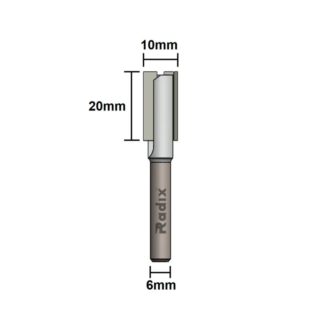 Fresa Reta Paralela Ø 10mm x 20mm (Haste 6mm)