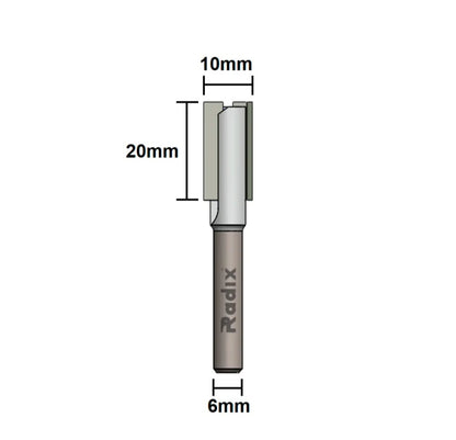 Fresa Reta Paralela Ø 10mm x 20mm (Haste 6mm)