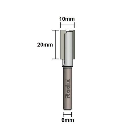 Fresa Reta Paralela Ø 10mm x 20mm (Haste 6mm)
