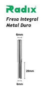 Fresa Paralela de Metal Duro Integral Ø 6mm x 20mm x Haste 6mm