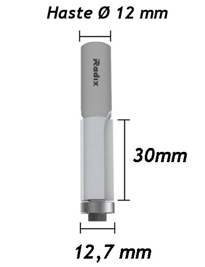 Fresa Reta com Rolamento Ø12,7mm x 30mm - Haste 12mm