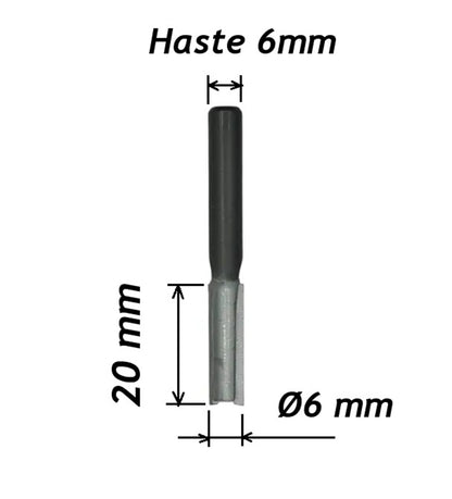 Fresa Ø6mm x 20mm x Haste 6mm