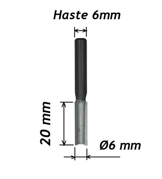 Fresa Ø6mm x 20mm x Haste 6mm