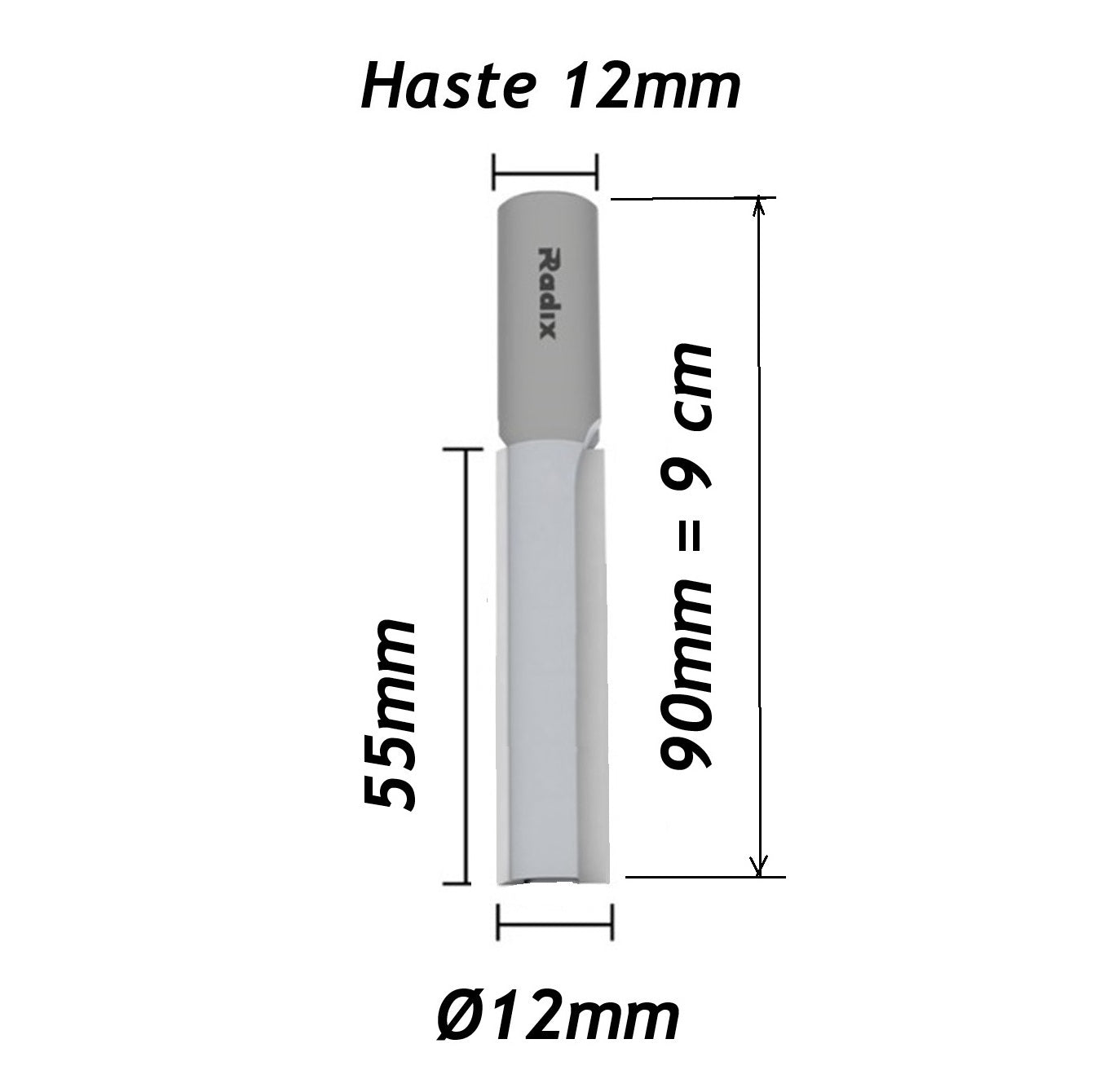 Fresa Ø12mm x 55mm x Haste 12mmm